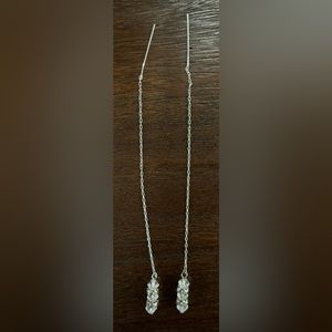 Threaded silver with clear bead/ silver earrings